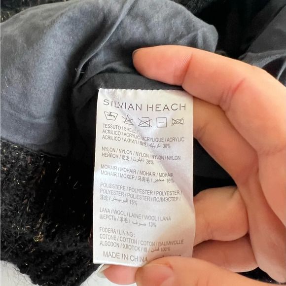 Anthropologie Silvian Heach Women’s Size M Black Wool Blend Cardigan Sweater - Picture 11 of 11